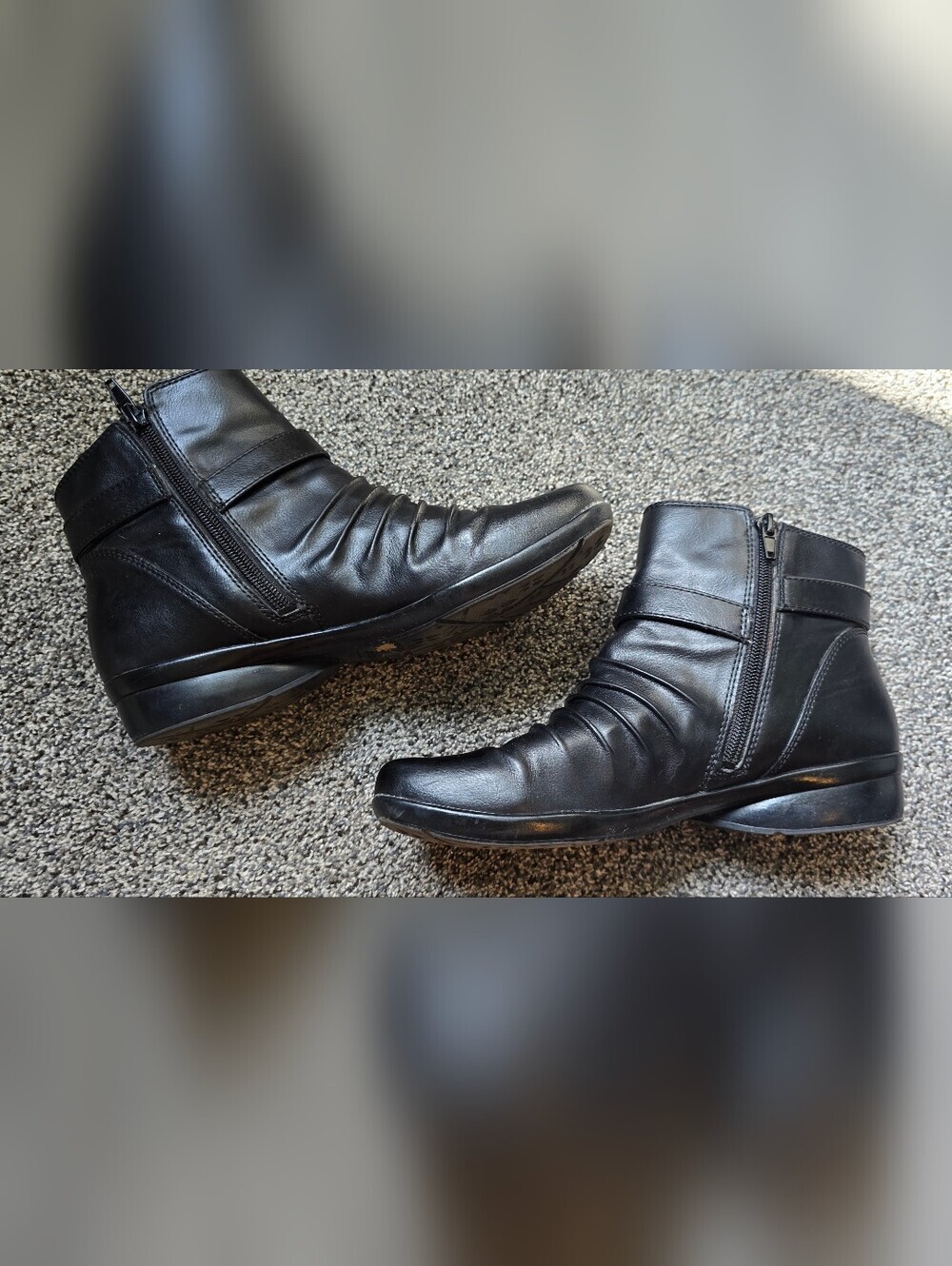 Naturalizer Cassini Black Leather Ruched Ankle Booties Size 8 M - Picture 6 of 9